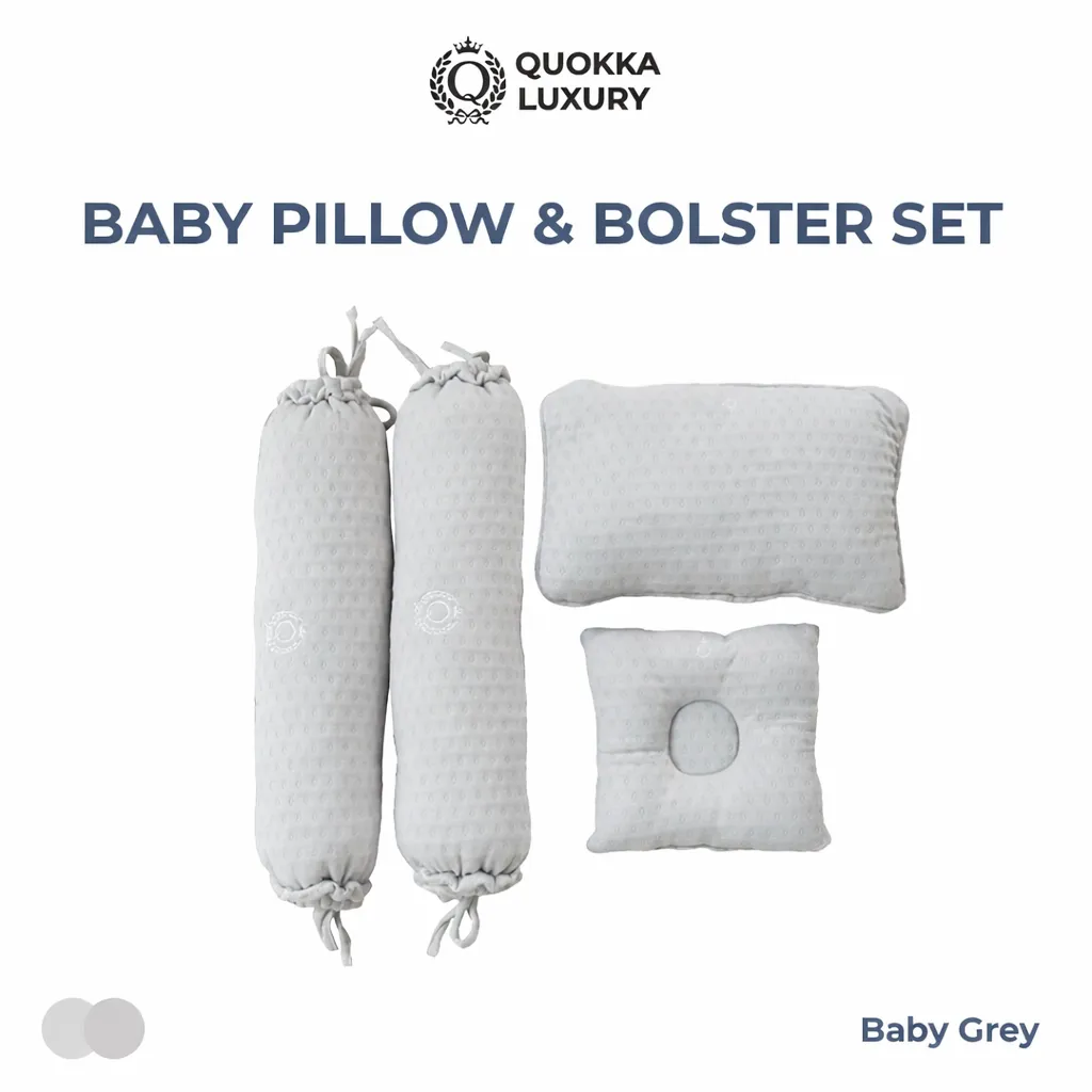[MFG570012] QUOKKA LUXURY BABY PILLOW & BOLSTER SET (Baby Grey)