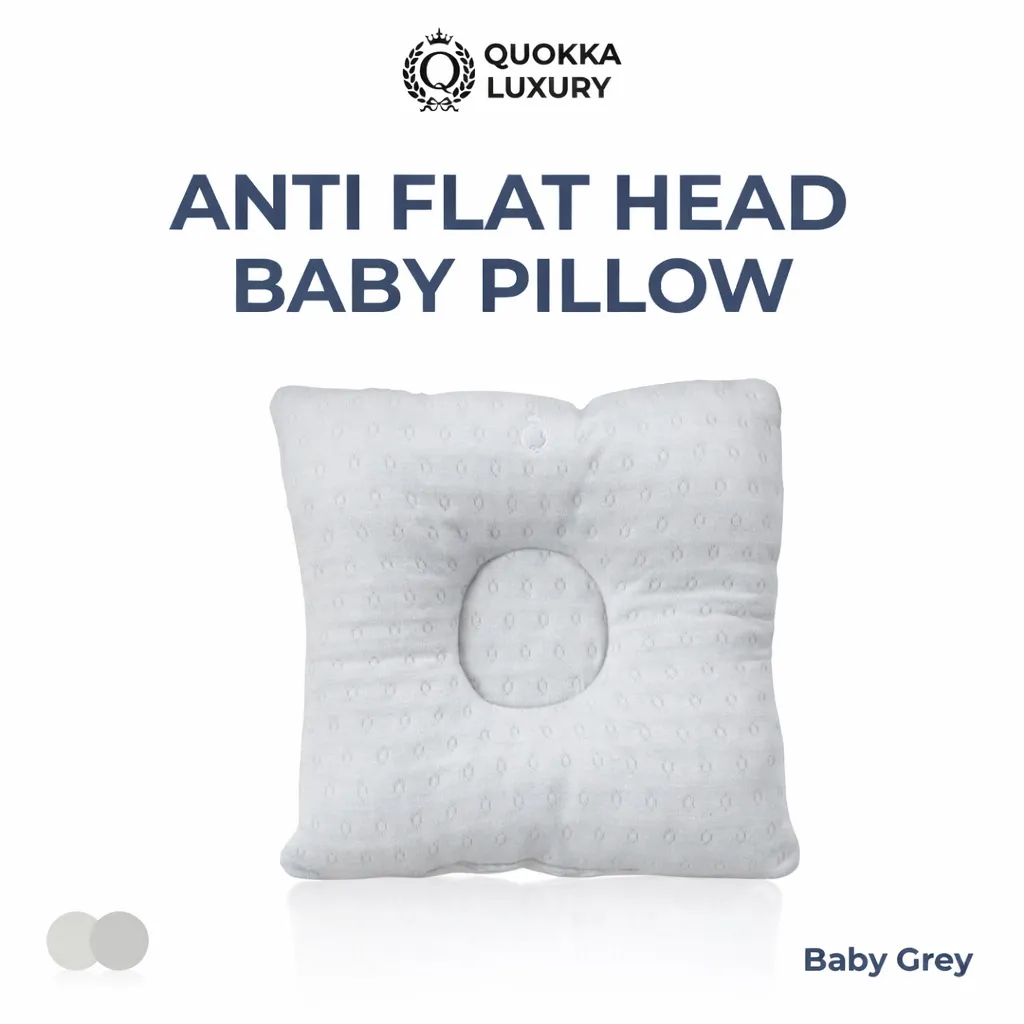 [MFG570024] QUOKKA LUXURY ANTI FLAT HEAD BABY PILLOW (Baby Grey)