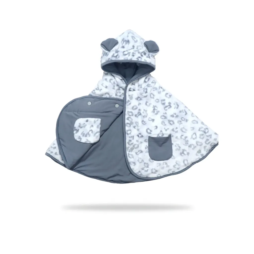 [MFG040095] BABY CAPE (Leopard Soft grey)