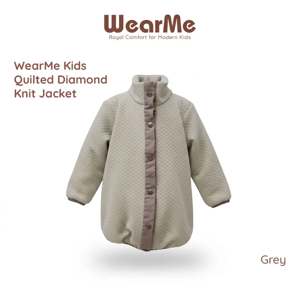 [MFG730005] Wearme Kids Quilted Diamond Knit Jacket (Grey, S)